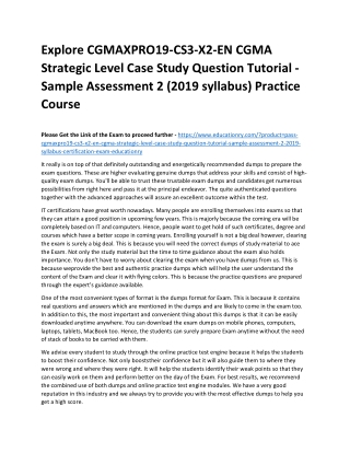 CGMAXPRO19-CS3-X2-EN CGMA Strategic Level Case Study Question Tutorial - Sample