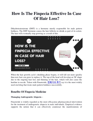 How Is The Finpecia Effective In Case Of Hair Loss