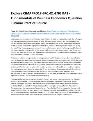 CIMAPRO17-BA1-X1-ENG BA1 - Fundamentals of Business Economics Question Tutorial