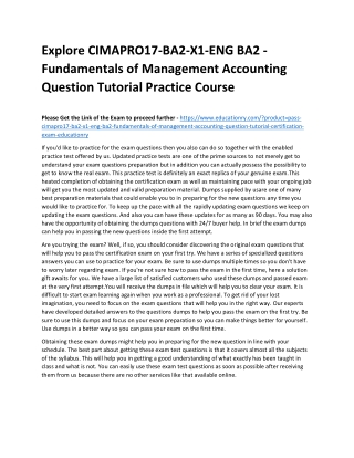 CIMAPRO17-BA2-X1-ENG BA2 - Fundamentals of Management Accounting Question Tutori