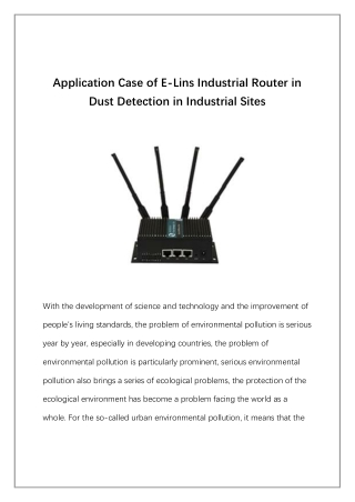 Application Case of E-Lins Industrial Router in Dust Detection in Industrial