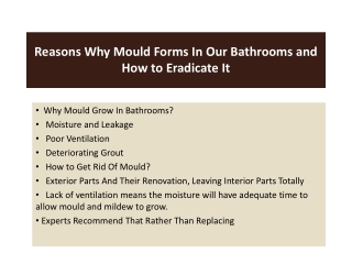 Reasons Why Mould Forms In Our Bathrooms and How to Eradicate It