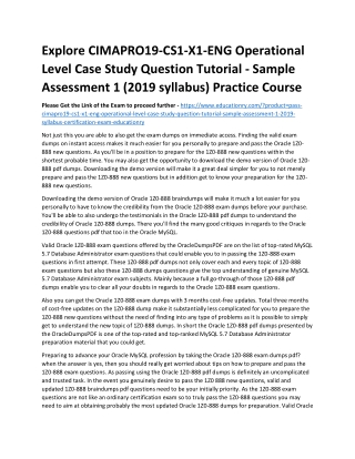 CIMAPRO19-CS1-X1-ENG Operational Level Case Study Question Tutorial - Sample Ass