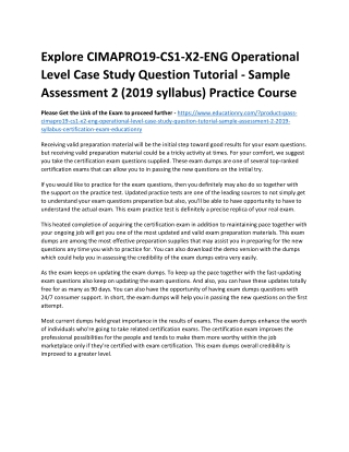 CIMAPRO19-CS1-X2-ENG Operational Level Case Study Question Tutorial - Sample Ass