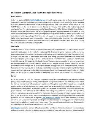 In The First Quarter of 2023 The US Hot Rolled Coil Prices