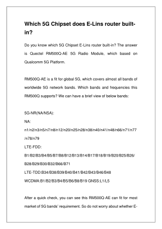 Which 5G Chipset does E-Lins router built-in? | E-Lins Technology