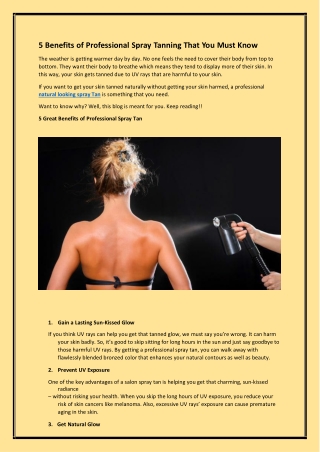5 Benefits of Professional Spray Tanning That You Must Know