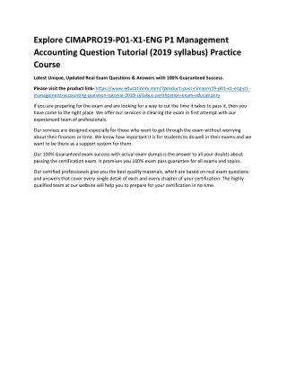 CIMAPRO19-P01-X1-ENG P1 Management Accounting Question Tutorial (2019 syllabus)