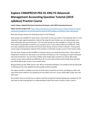 CIMAPRO19-P02-X1-ENG P2 Advanced Management Accounting Question Tutorial (2019 s