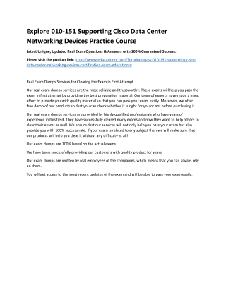 010-151 Supporting Cisco Data Center Networking Devices