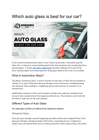 Which auto glass is best for our car