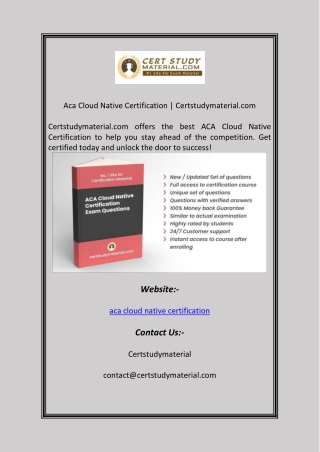 Aca Cloud Native Certification Certstudymaterial com