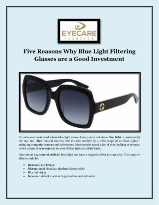 Five Reasons Why Blue Light Filtering Glasses are a Good Investment