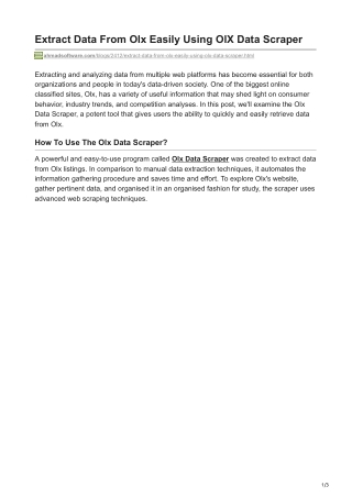 Extract Data From Olx Easily Using OlX Data Scraper