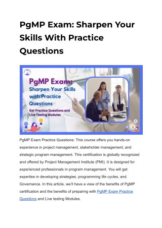 PgMP Exam_ Sharpen Your Skills With Practice Questions