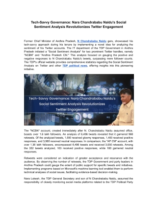 Tech-Savvy Governance Nara Chandrababu Naidu's Social Sentiment Analysis Revolutionizes Twitter Engagement