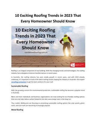 10 Exciting Roofing Trends in 2023 That Every Homeowner Should Know