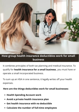 How group health insurance deductibles work for small business