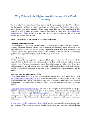 Why Private Label Spices Are The Future Of The Food Industry