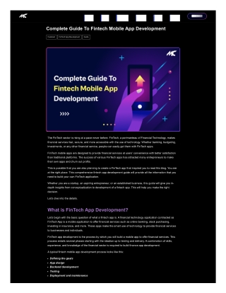 Complete Guide To Fintech Mobile App Development