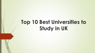 Top 10 Best Universities to Study in UK