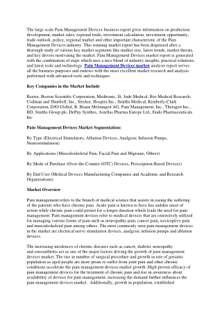 Pain Management Devices Market