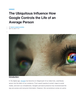 The Ubiquitous Influence How Google Controls the Life of an Average Person