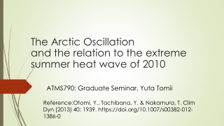 The Arctic Oscillation and the relation to the extreme summer heat wave of 2010