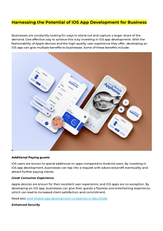 Harnessing the Potential of iOS App Development for Business