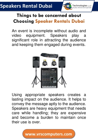 Things to be concerned about Choosing Speaker Rentals Dubai