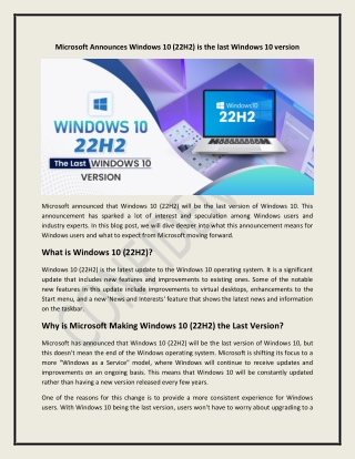 Microsoft Announces Windows 10 (22H2) is the last Windows 10 version