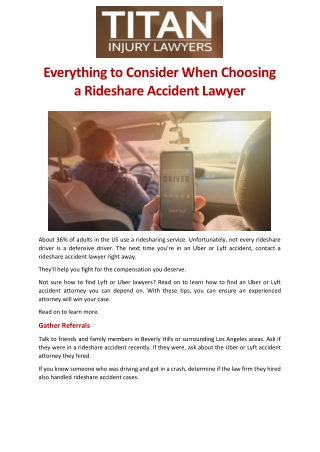 Everything to Consider When Choosing a Rideshare Accident Lawyer