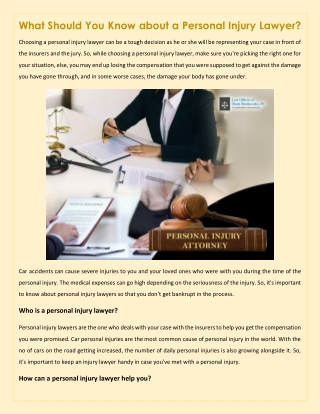 What Should You Know about a Personal Injury Lawyer