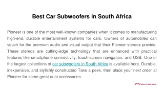 Best Car Subwoofers in South Africa