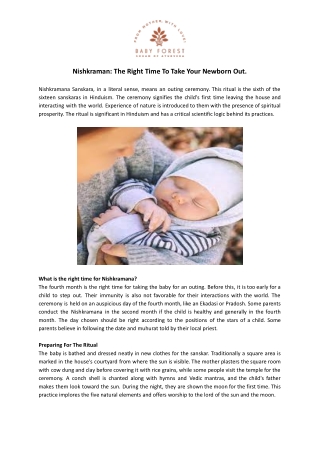 Nishkraman: The Right Time To Take Your Newborn Out - Baby Forest