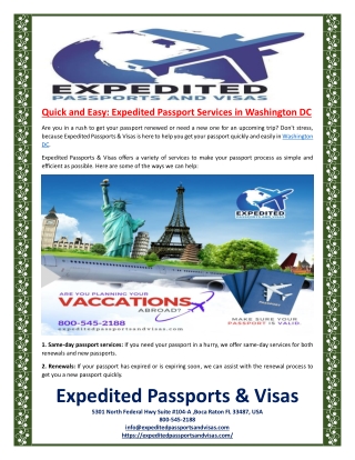 Quick and Easy Expedited Passport Services in Washington DC