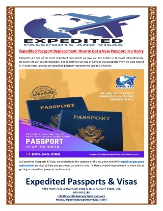 Expedited Passport Replacement How to Get a New Passport in a Hurry