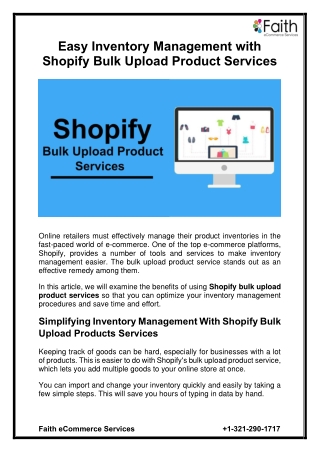 Easy Inventory Management with Shopify Bulk Upload Product Services