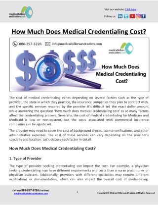 How Much Does Medical Credentialing Cost?