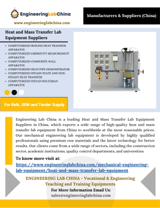 Heat and Mass Transfer Lab Equipment Suppliers in China