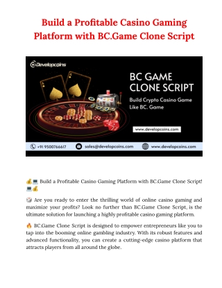 Build a Profitable Casino Gaming Platform with BC.Game Clone Script