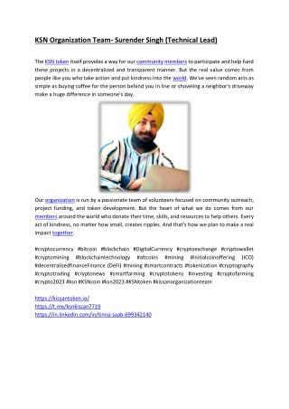 KSN Organization Team- Surender Singh (Technical Lead)