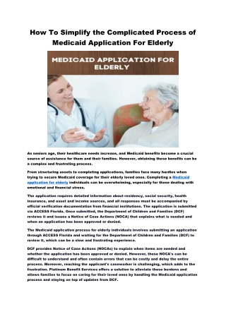 How To Disentangle the Complicated Process of Medicaid Application For Elderly