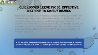 Here are easy methods to fix QuickBooks Error PS038