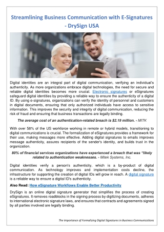 Streamlining Business Communication with E-Signatures - DrySign USA