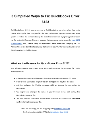 [Free] PDF to Fix QuickBooks Error 6123