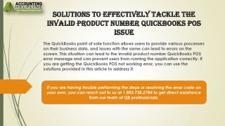 Effective Solutions to Fix Invalid Product Number QuickBooks POS error