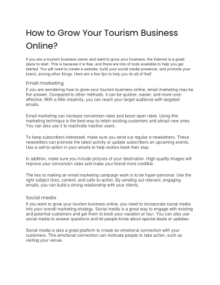 How to Grow Your Tourism Business Online?