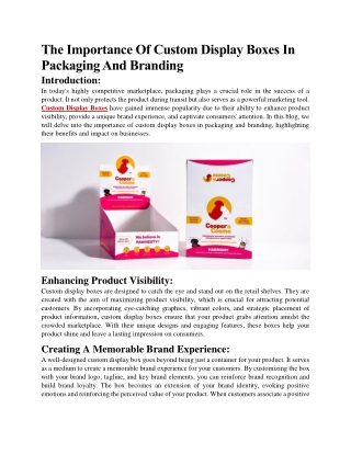 The Importance Of Custom Display Boxes In Packaging And Branding