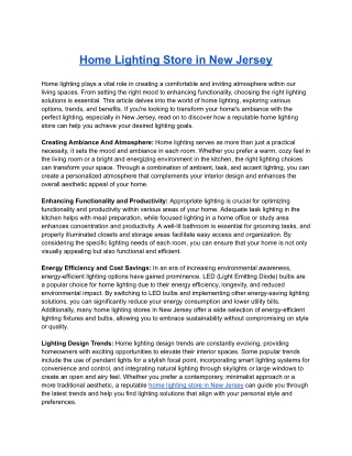 Home Lighting Store in New Jersey